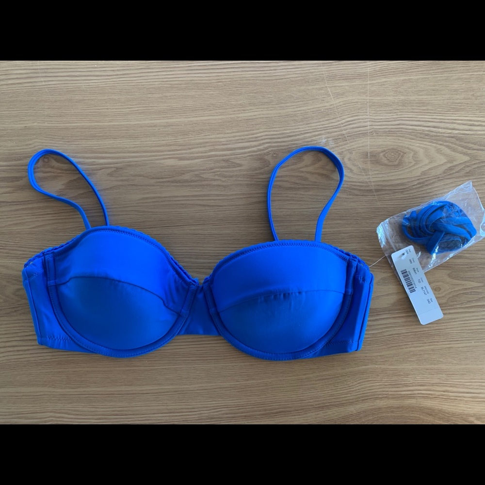 NWT J.Crew Scalloped Underwire Bikini Top 34D Blue
